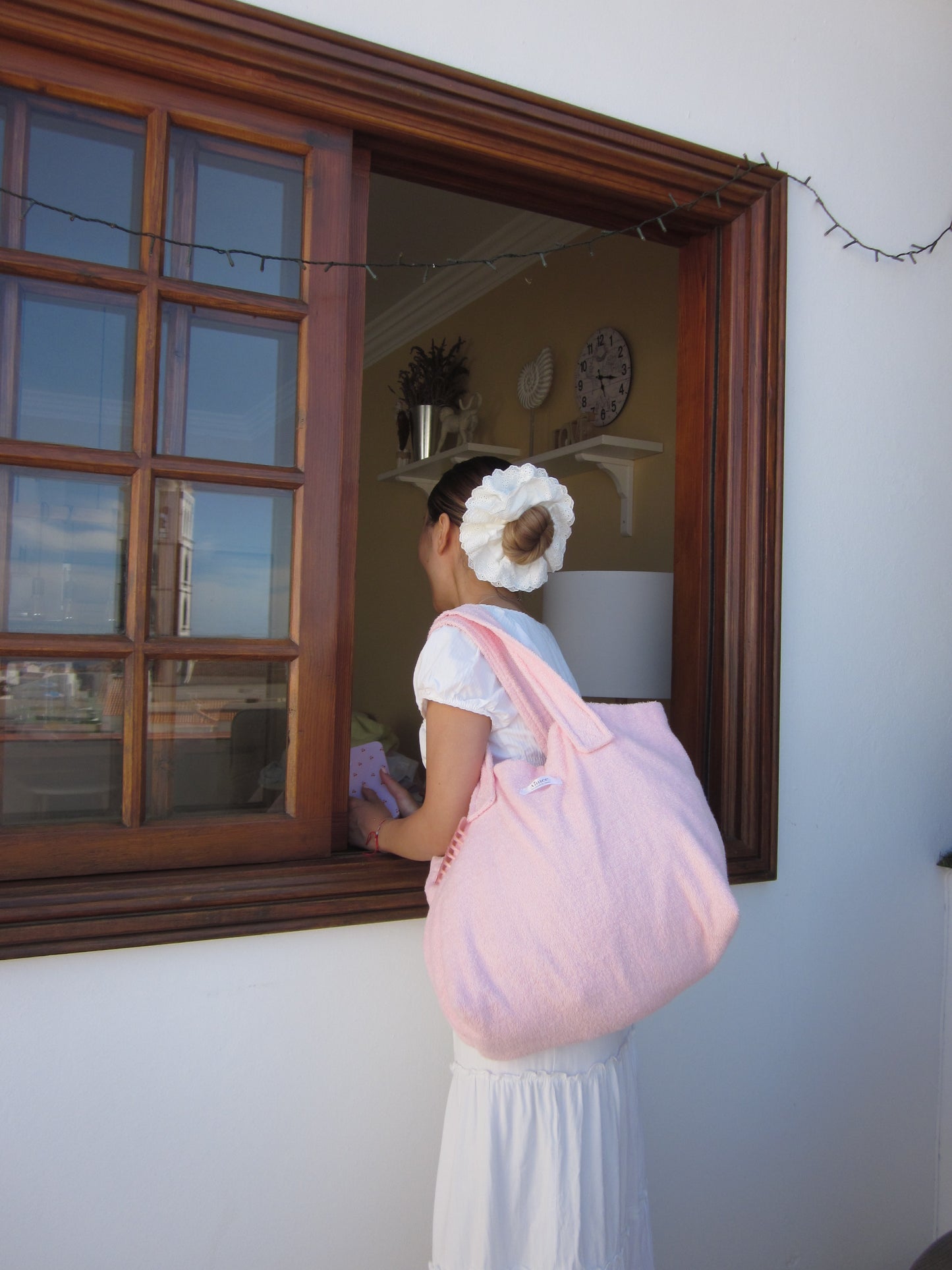 pink floral tote bag